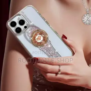 Watch Shape Rhinestone Decor Tpu Case for iPhone 14 - 16 Pro Max -Pink
