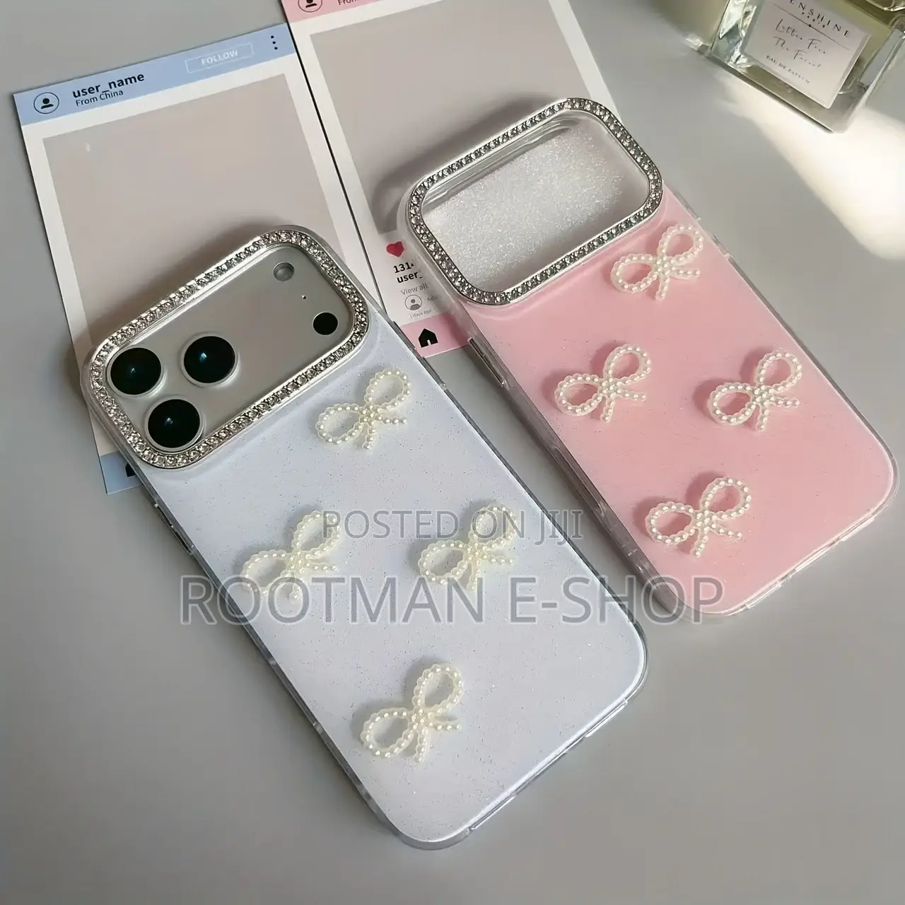 Luxurious Pearl Bowknot Silver Glitter Case for iPhone 17 Pro Max