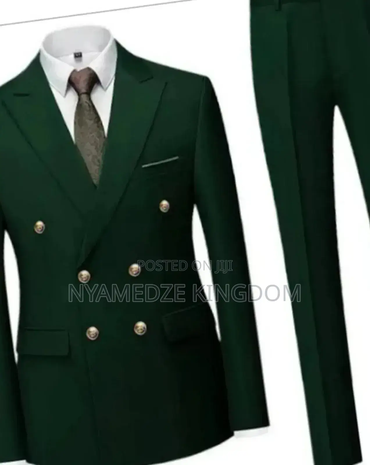 Hamthuit Men's Double-breasted Suit In Green.