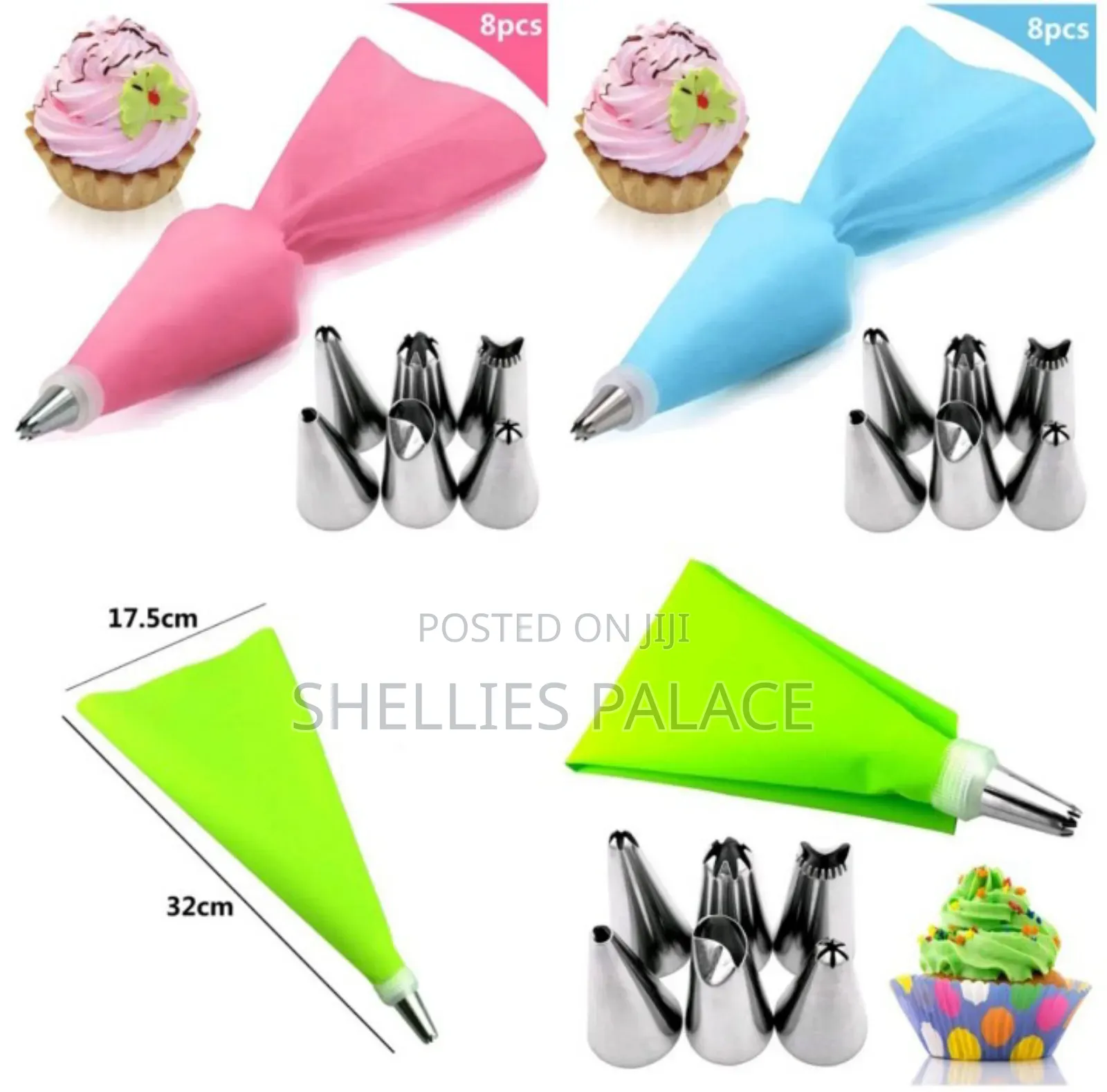 7pcs Silicone Icing Piping Cream Pastry Bag 6 Stainlesssteel