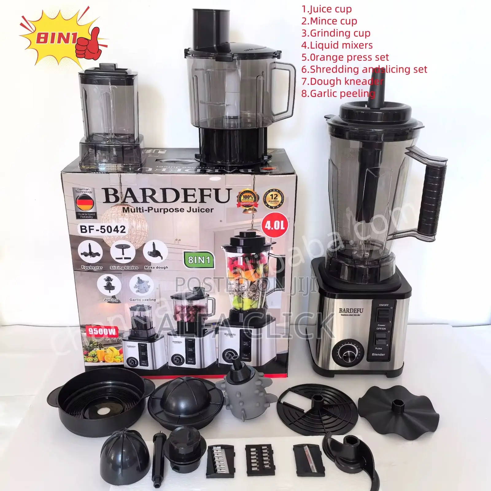 Original Bardefu 8-in-1(4l) Blender 9500w- Copper Motor