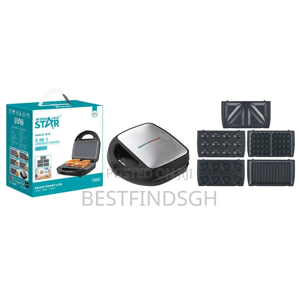 5-in-1 Electric Sandwich and Waffle Maker