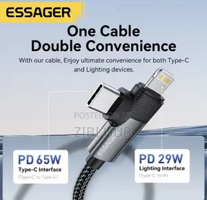 65w C To C + L Data Cable