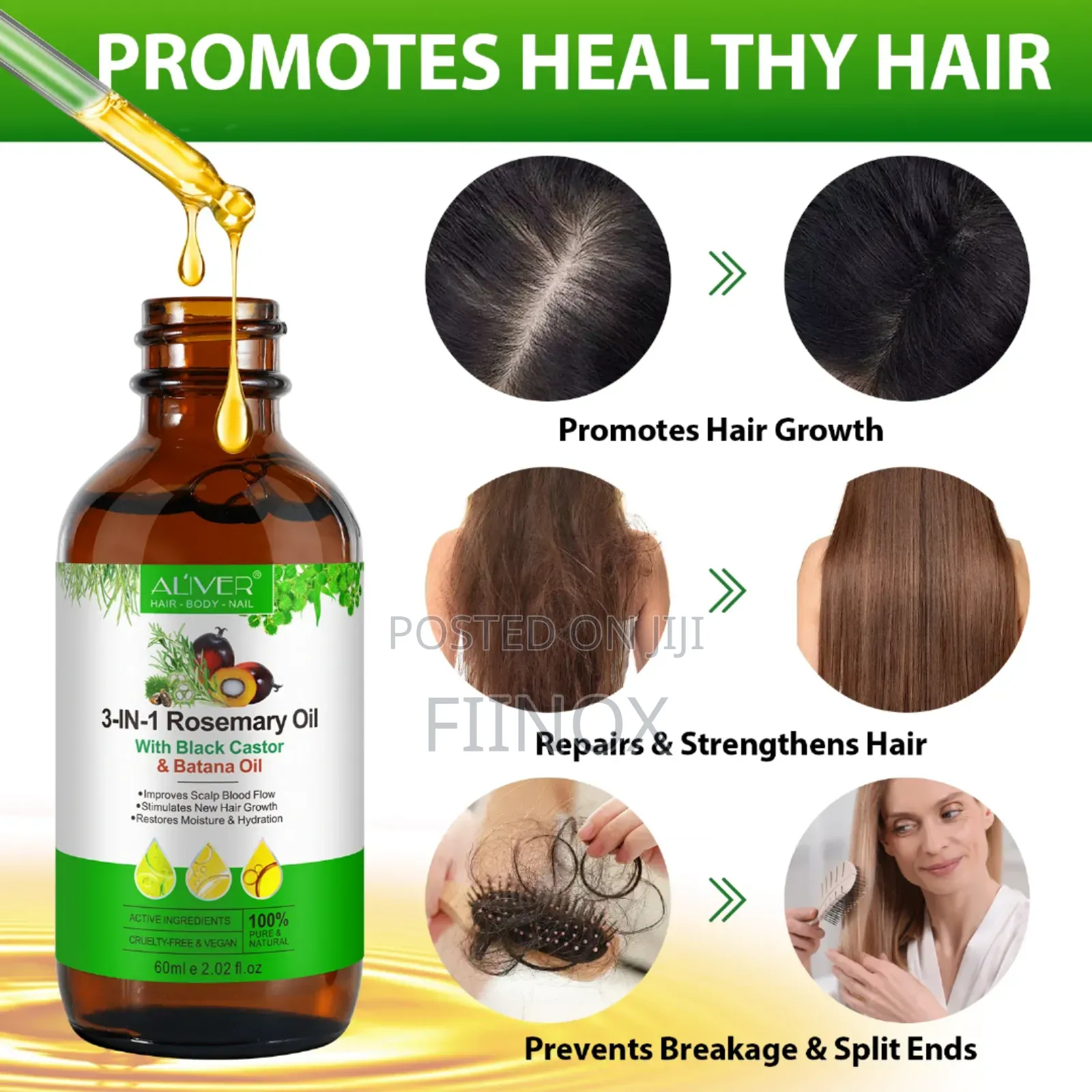 3 in 1 Rosemary Oil With Batana and Castor Oil