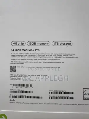 New Laptop Apple MacBook Pro 2025 M5 14-inch 16GB Apple M5 SSD 1T