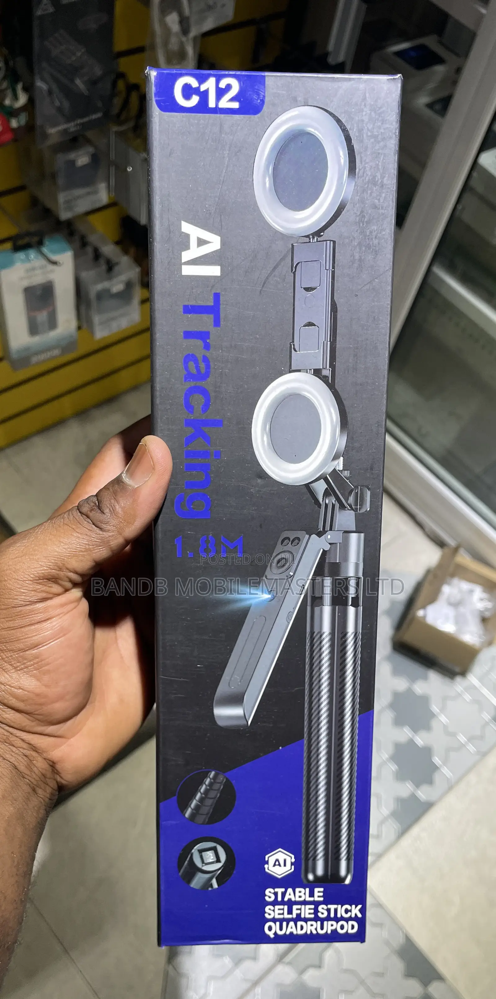 C12 Ai Tracking Camera Remote and Stable Selfie Stick Quadrupod