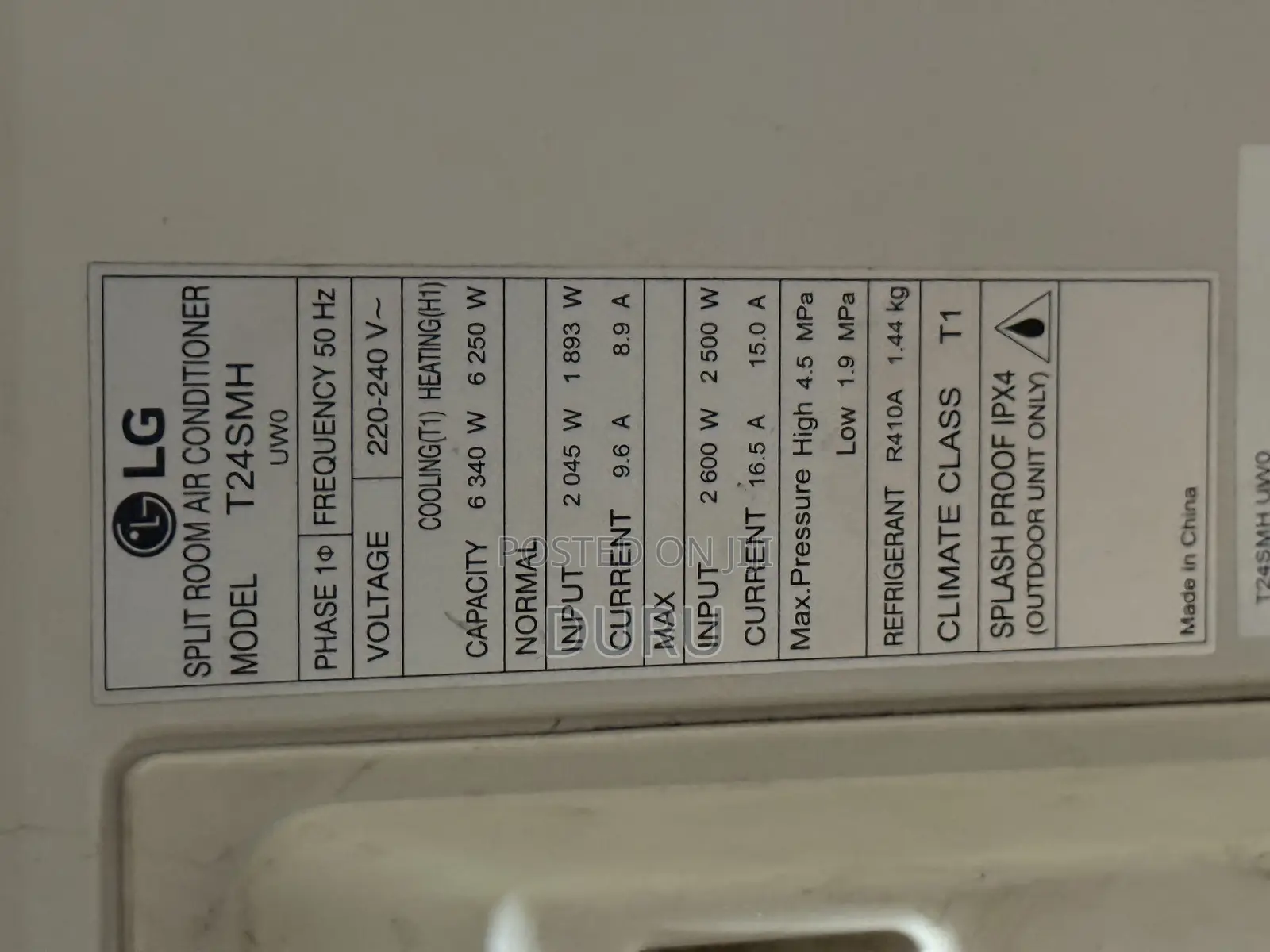 Lg 2.5 Hp Split Air Conditioner (24,000 Btu)