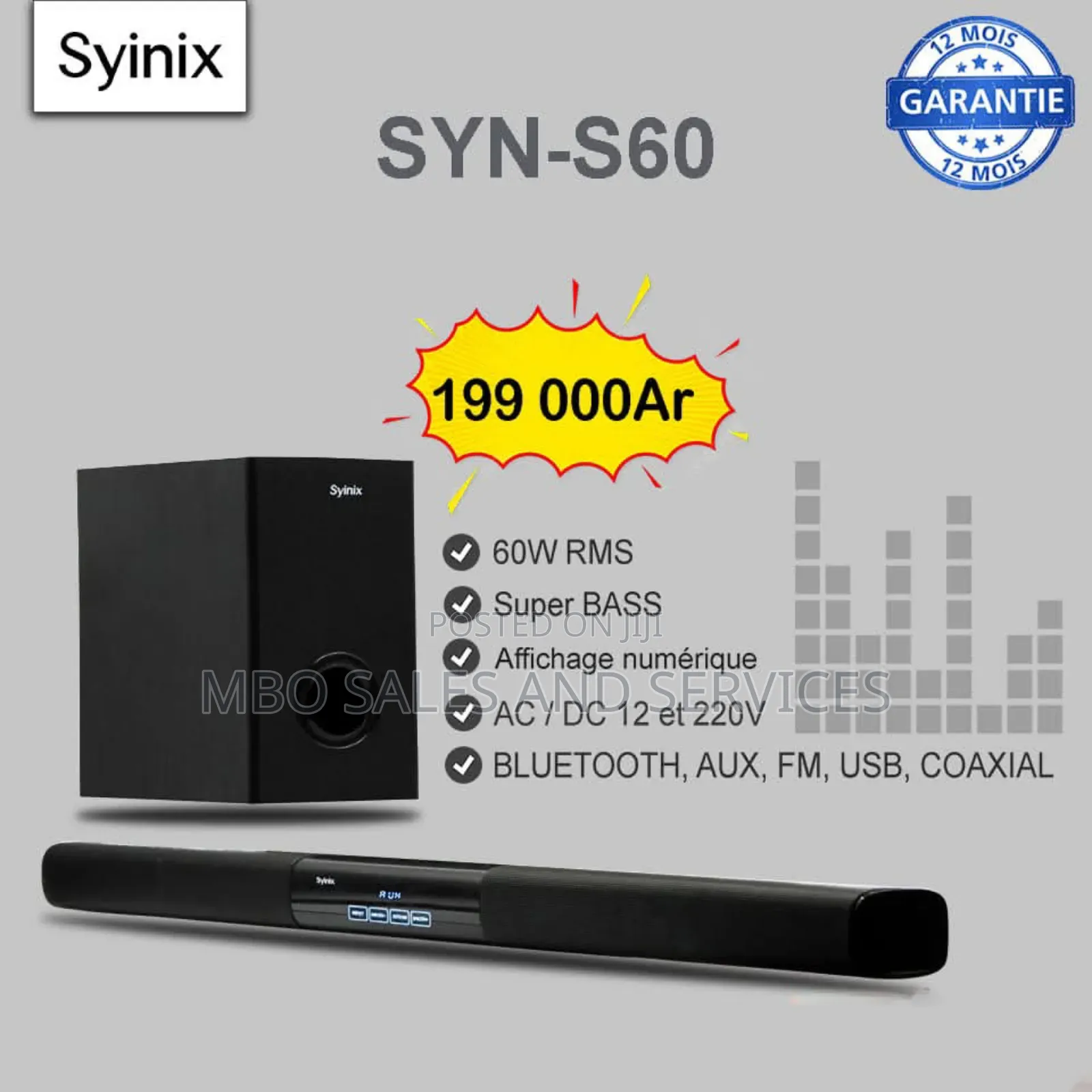 Syinix Soundbar With Subwoofer
