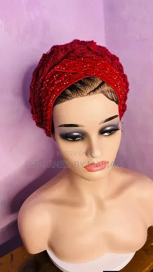 Auto Body Pleated Turbans With Applique