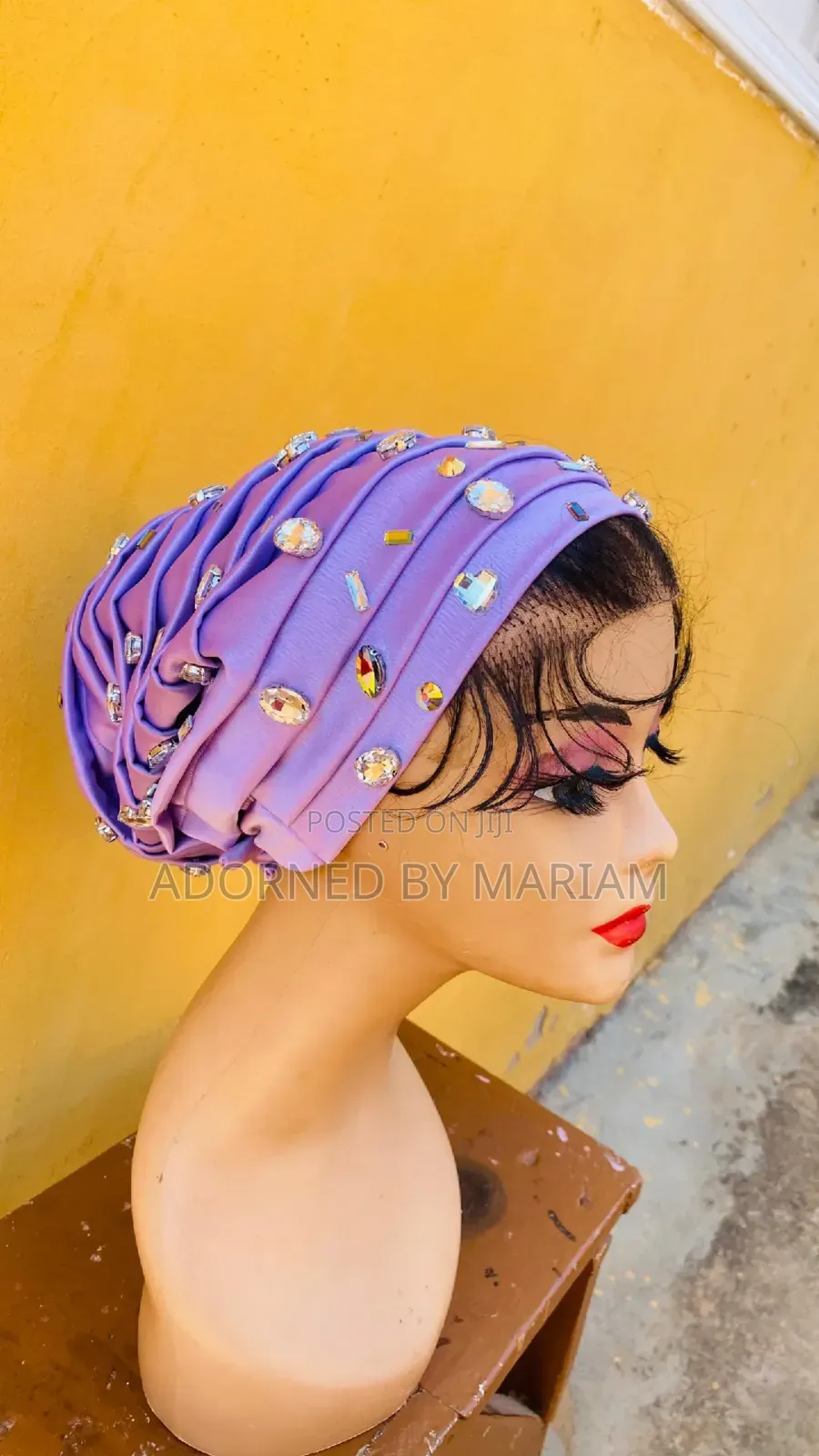 Auto Body Pleated Turbans With Applique