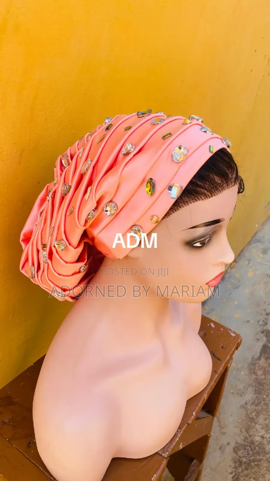 Auto Body Pleated Turbans With Applique