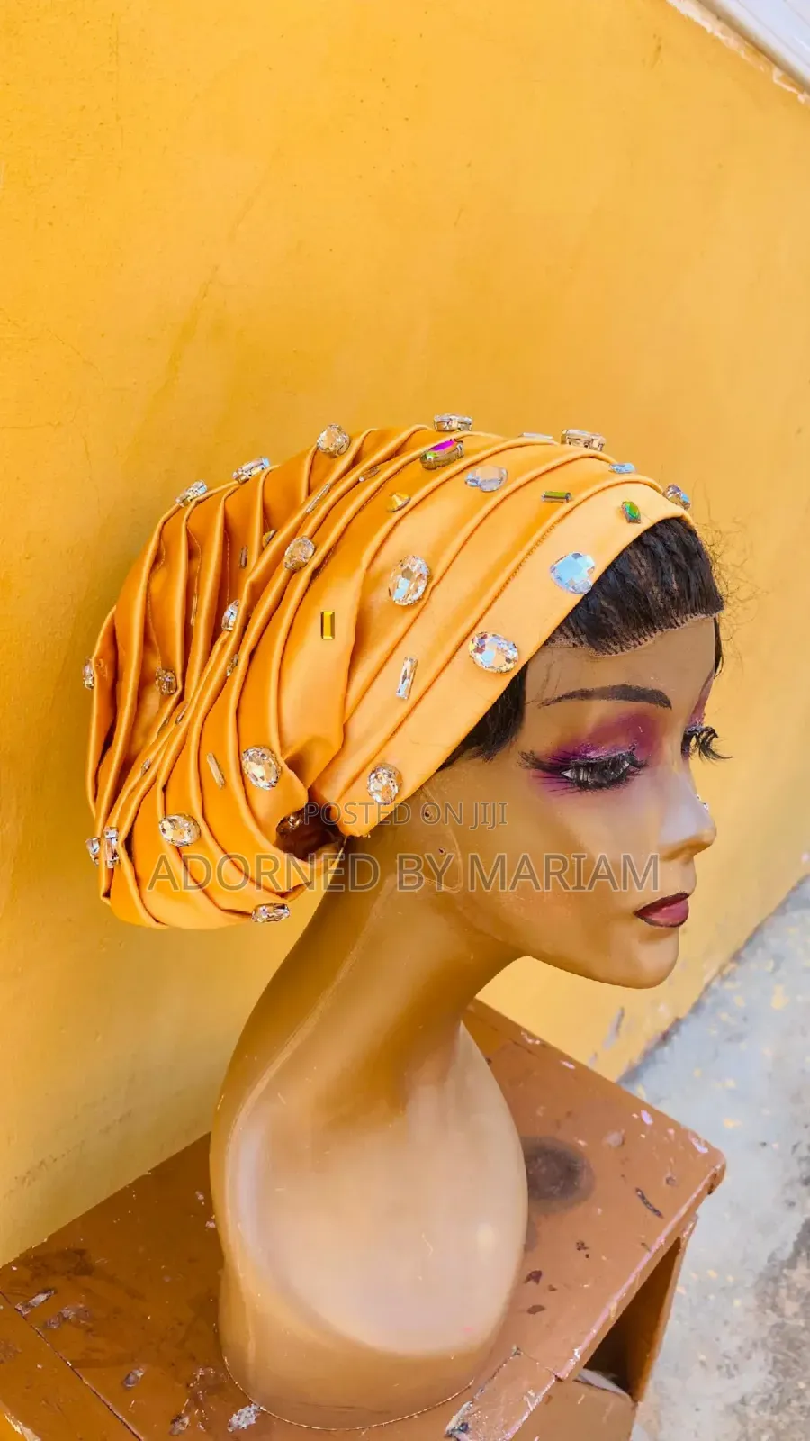 Auto Body Pleated Turbans With Applique