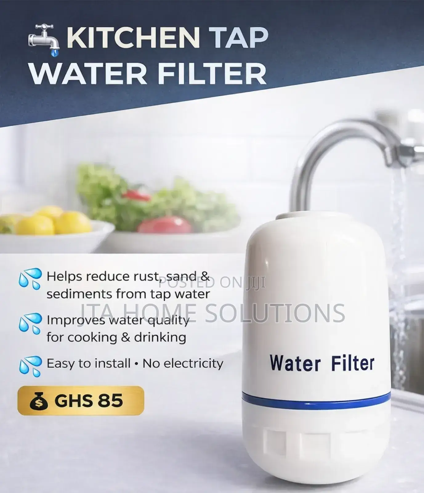 Kitchen Water Filter. Removes Dirt, Rust and Impurities From Water