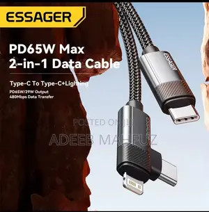 Essager 2in1 65w iPhone Type C Charger Cable