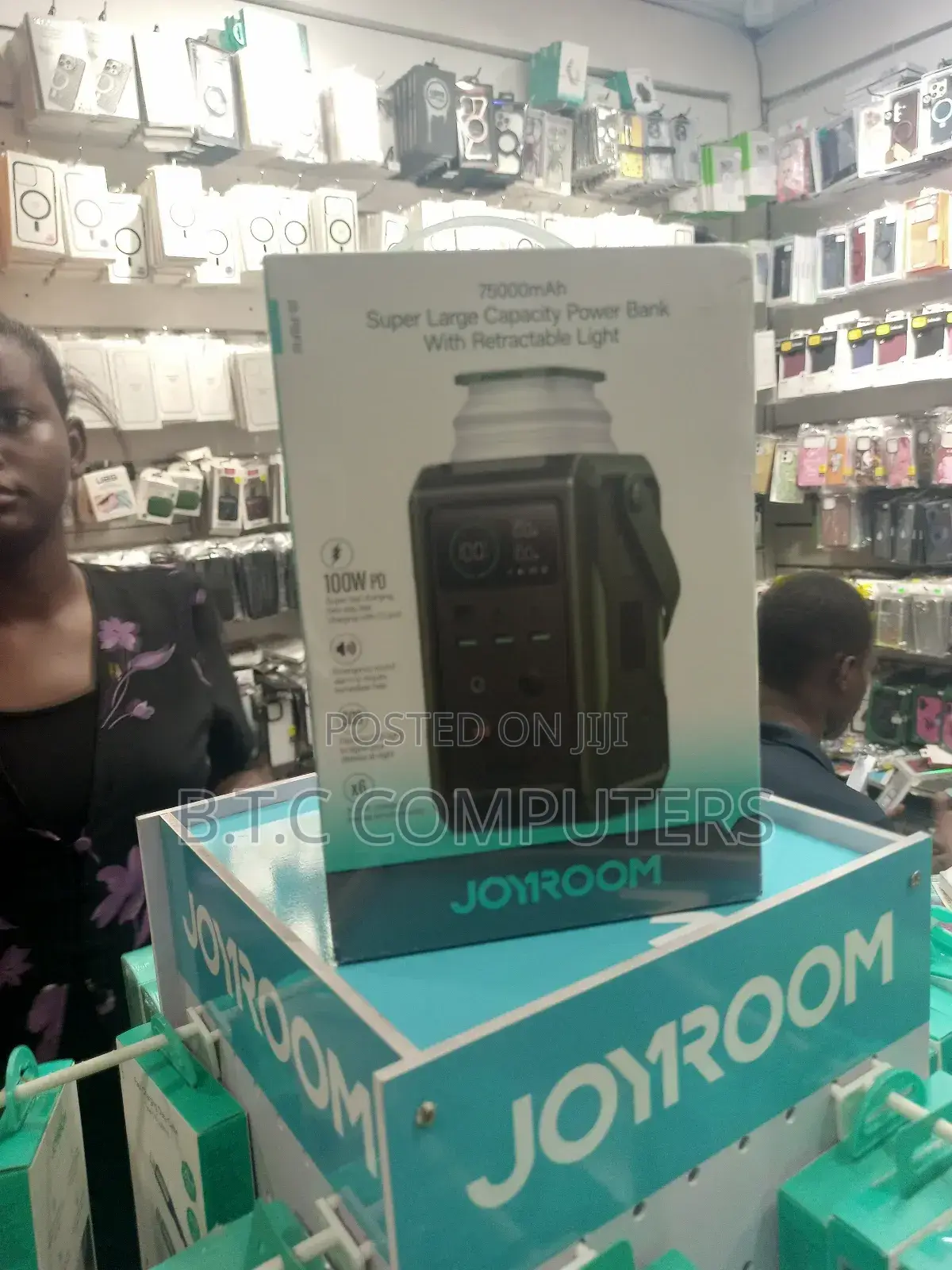 75000mah Super Large Capacity Power Bank With Retractable Light 100wt