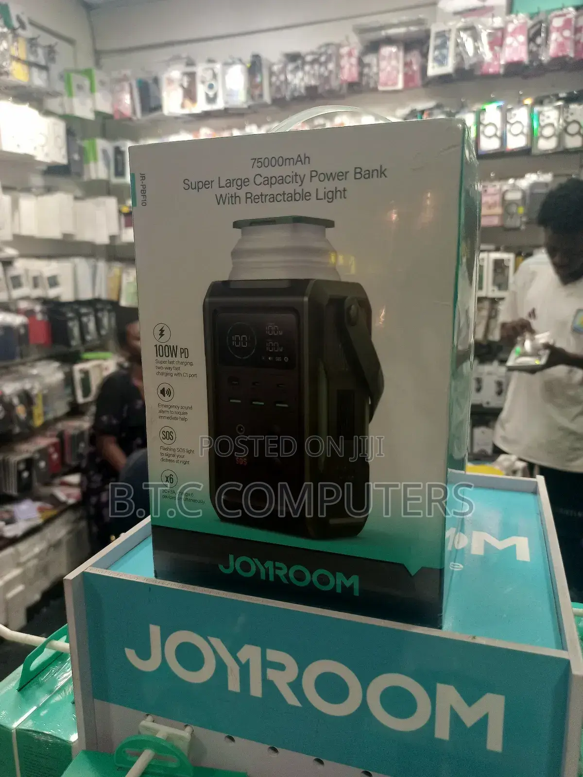 75000mah Super Large Capacity Power Bank With Retractable Light 100wt