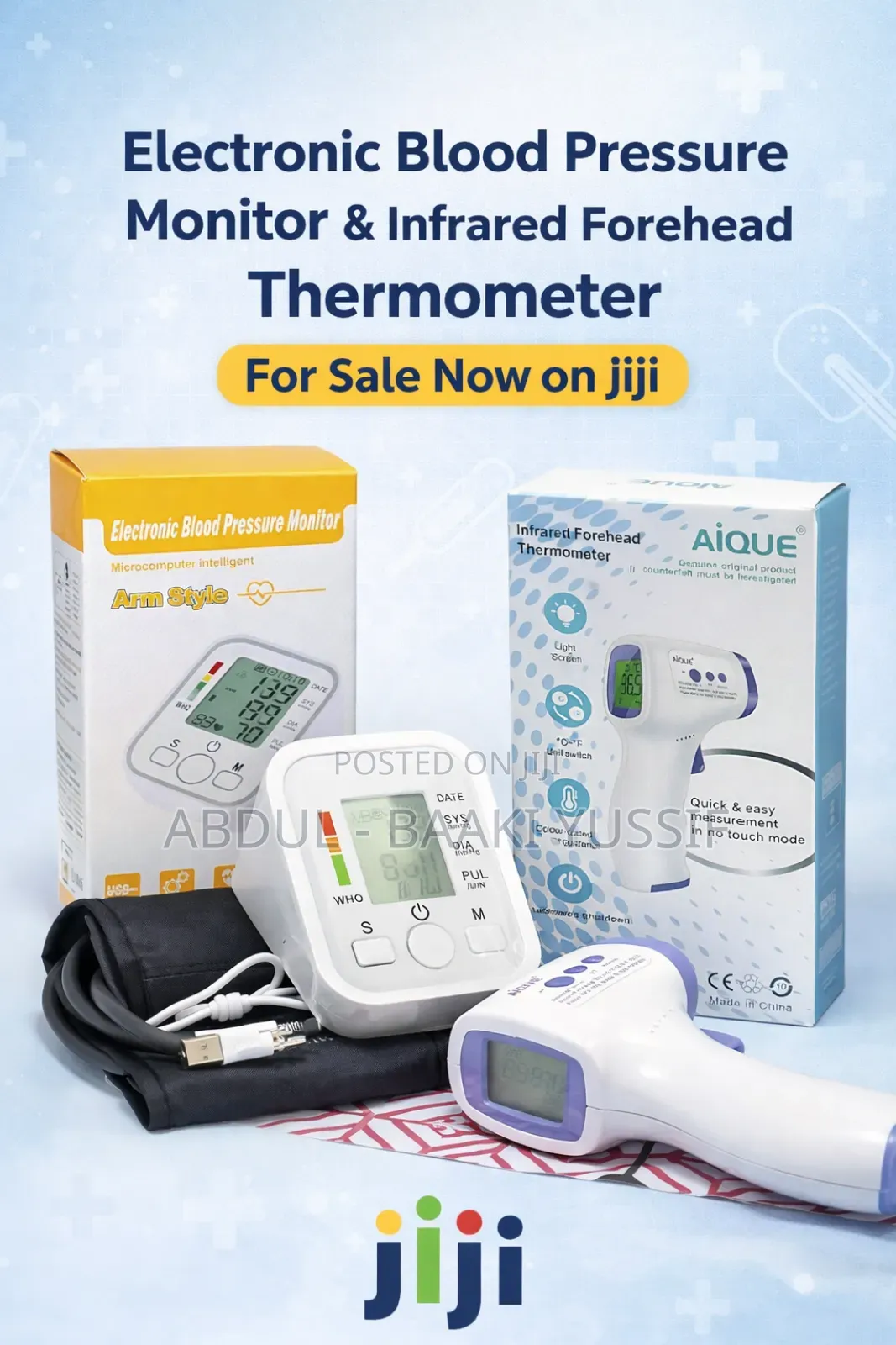 Electronic Blood Pressure Monitor and Forehead Thermometer in ...