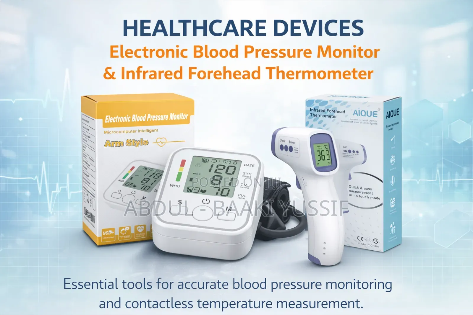 Electronic Blood Pressure Monitor and Forehead Thermometer in ...