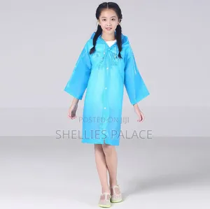 Eva Reusable Rain Coat Rain Ponchos With Hood And Elastic Cuff Sleeve