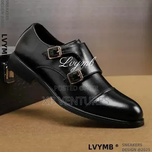 Men's Formal Leather Shoes With Metal Buckle- Anti-Slip