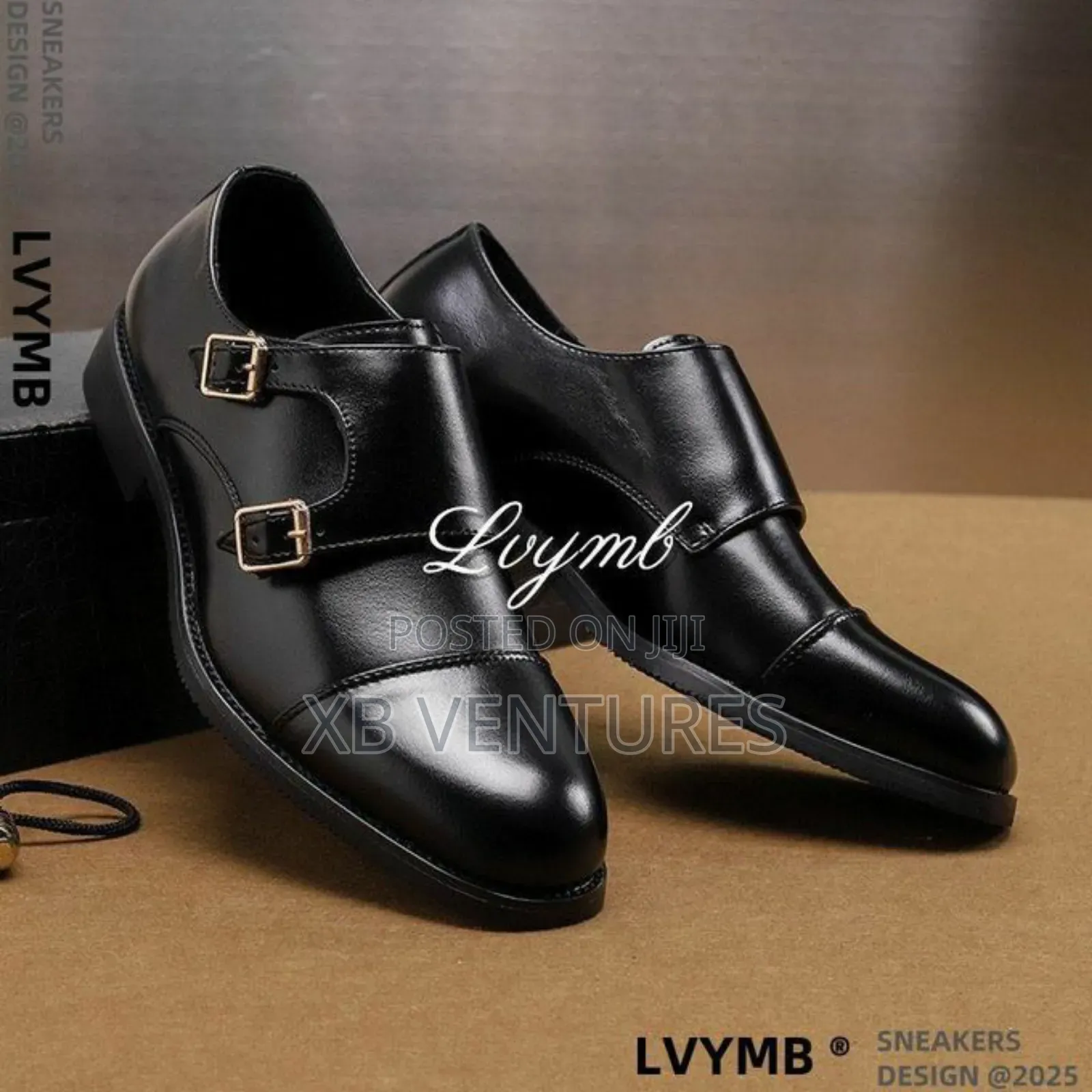 Men's Formal Leather Shoes With Metal Buckle- Anti-Slip