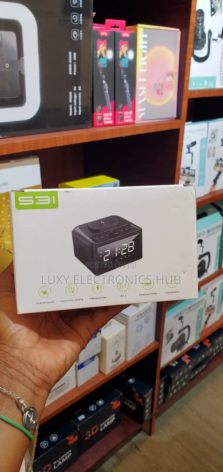 Bluetooth Speaker With Alarm Clock and Wireless Charger