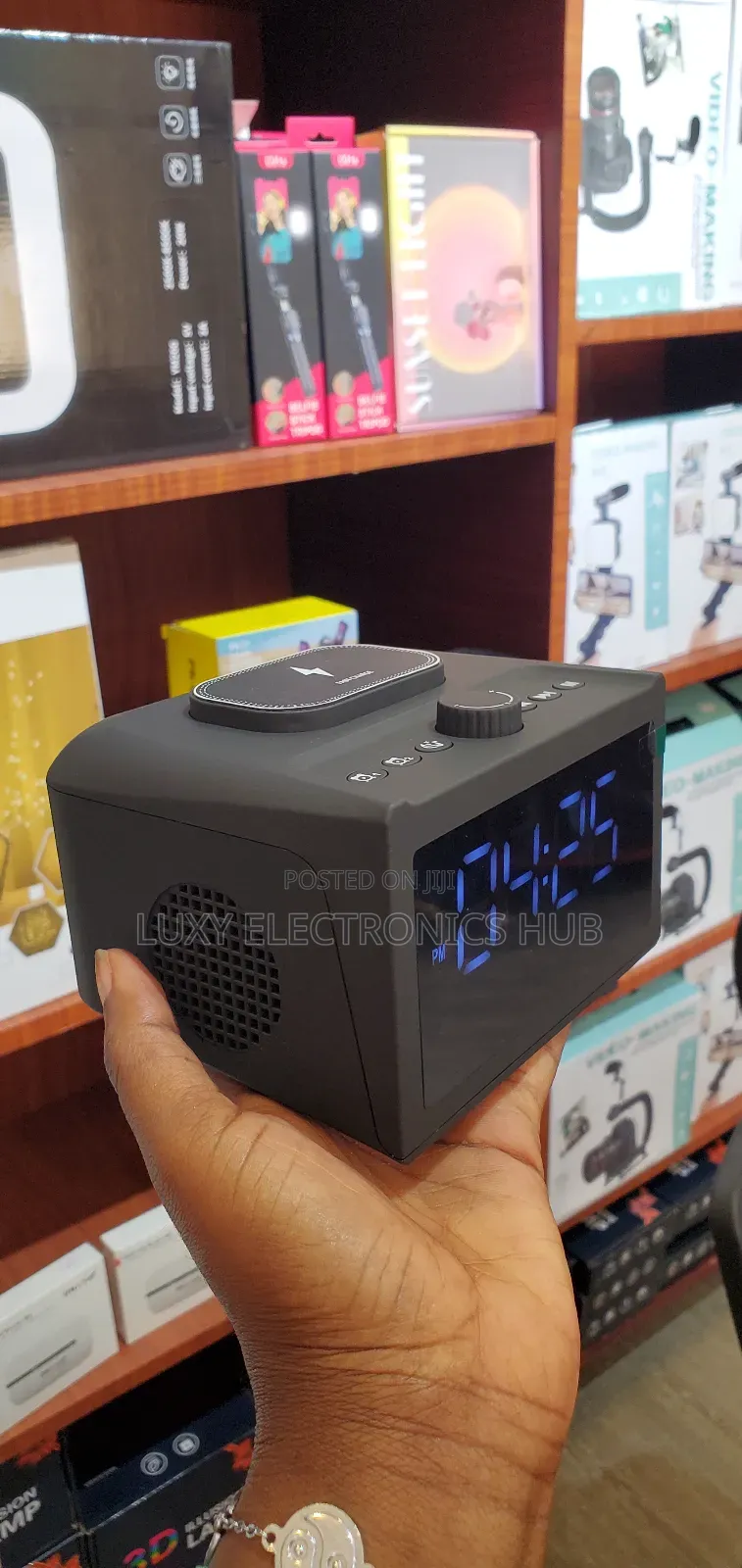 Bluetooth Speaker With Alarm Clock and Wireless Charger
