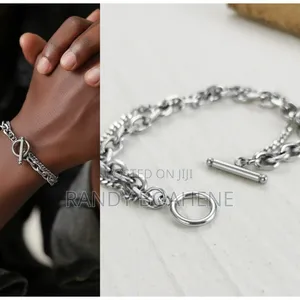 Double Strand Black and Silver Bracelet