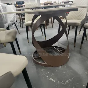 Nordic Glam Round Marble Dining Table With a Lazy Susan. (T002-F15)