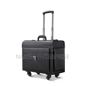 Pu Leather Flight Carry on Trolley Luggage With Side Pockets