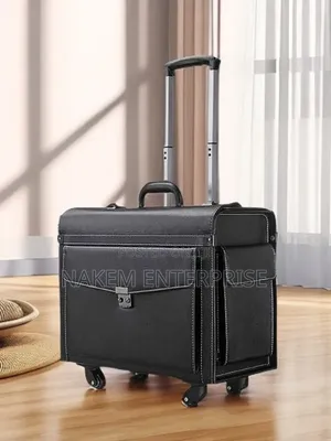 Pu Leather Flight Carry on Trolley Luggage With Side Pockets
