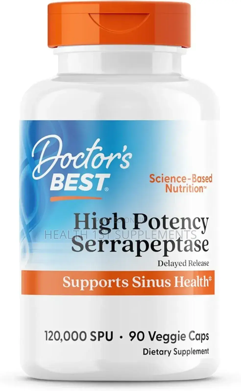 High Potency Serrapeptase, Sinus Health, 120,000 Spu Per Cap, 90 Vcaps