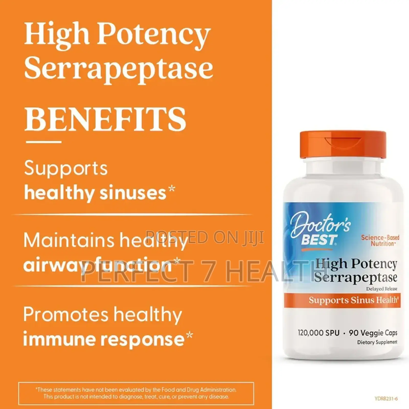 High Potency Serrapeptase, Sinus Health, 120,000 Spu Per Cap, 90 Vcaps