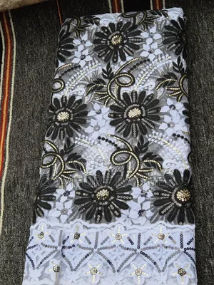 Beautiful White Lace With Black Embroidery and Sequin