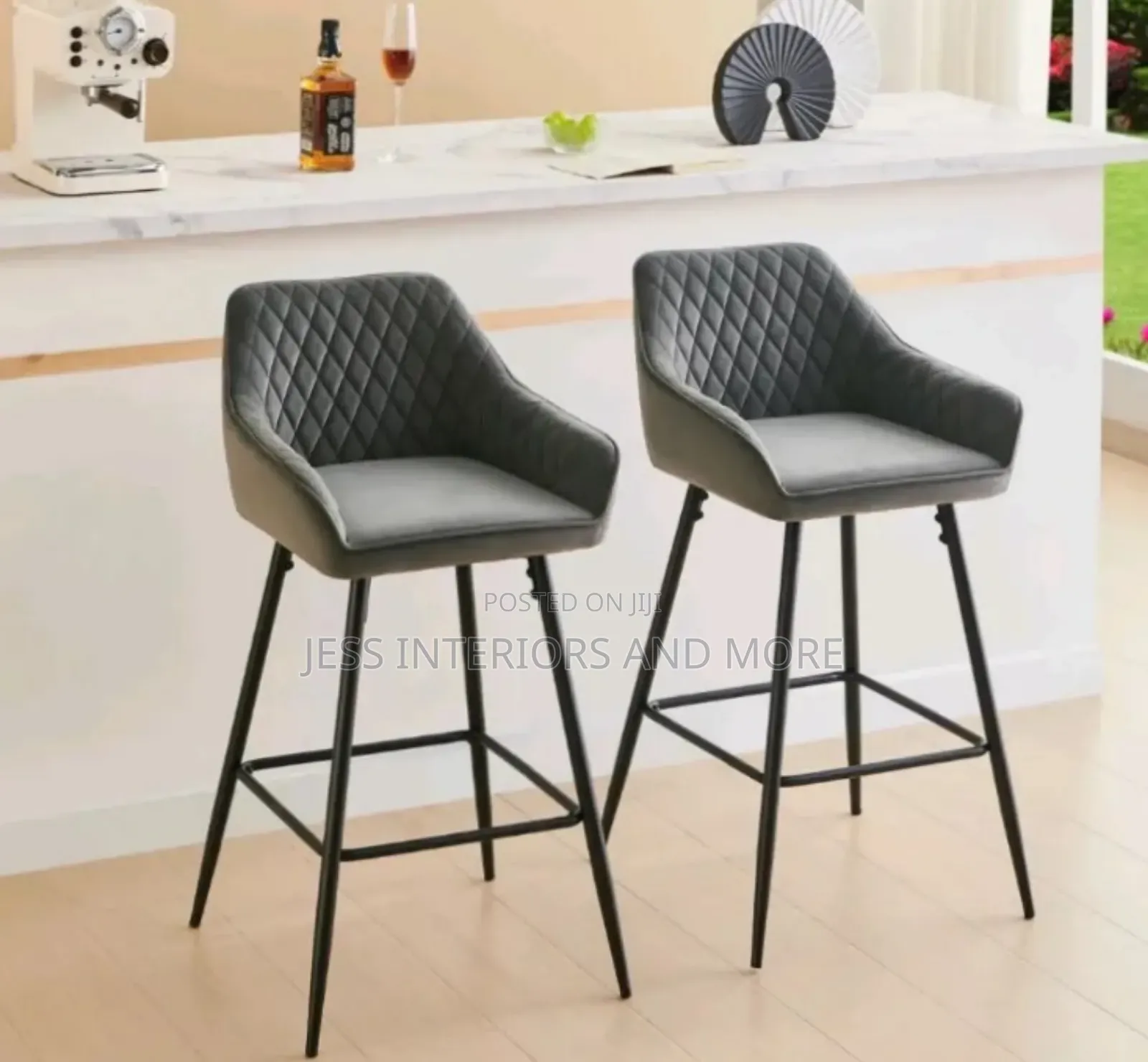 Bar Stools Set of 2( Pecca
)Grey