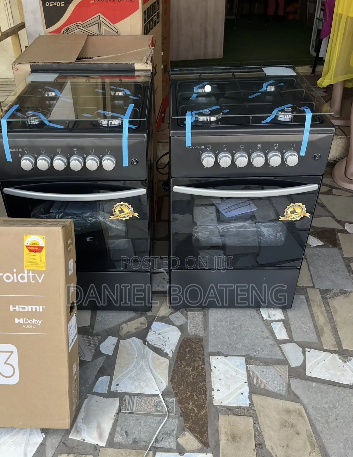 Volcano 4 Gas Burner + Oven+ Grill- Black
