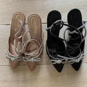 Champgne and Black Women’S Crystal Heels