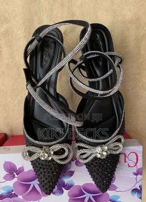 Champgne and Black Women’S Crystal Heels