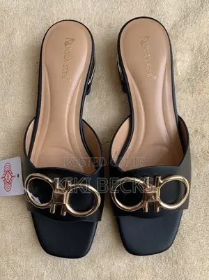 Black Leather Low Mini Slipper