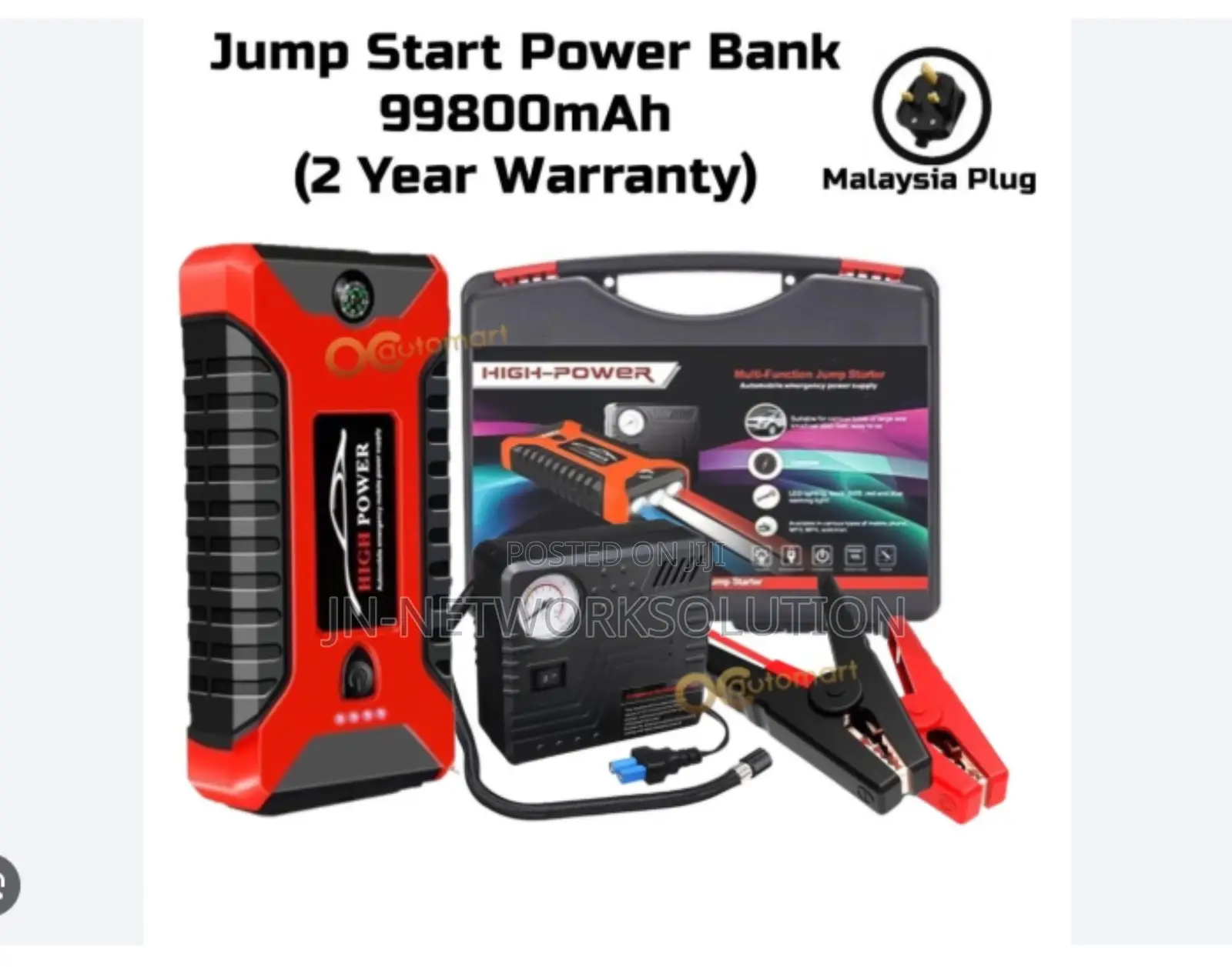 High Power Portable Car Jump Tyre Air Compressor - 99,800 Mah - 1000a