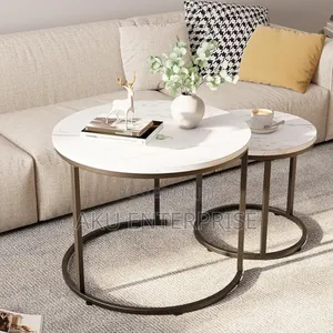 2 in 1 Center Table, Wooden Look Mable Coffee Table Black and White