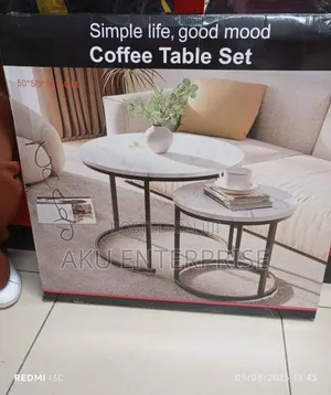 2 in 1 Center Table, Wooden Look Mable Coffee Table Black and White