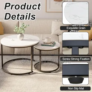2 in 1 Center Table, Wooden Look Mable Coffee Table Black and White
