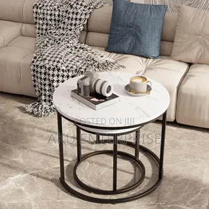 2 in 1 Center Table, Wooden Look Mable Coffee Table Black and White
