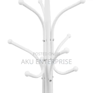 Coat Hanger Stand With Double Layer Basket Freestanding Hat Hall Tree