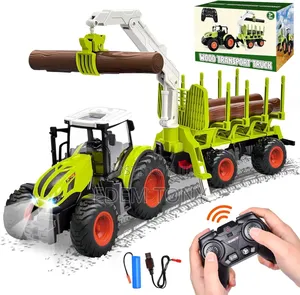 Wood Transport Truck- Remote-Control Tractor Toy Set