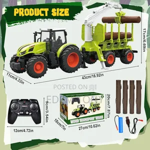 Wood Transport Truck- Remote-Control Tractor Toy Set