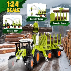 Wood Transport Truck- Remote-Control Tractor Toy Set