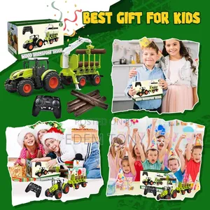 Wood Transport Truck- Remote-Control Tractor Toy Set