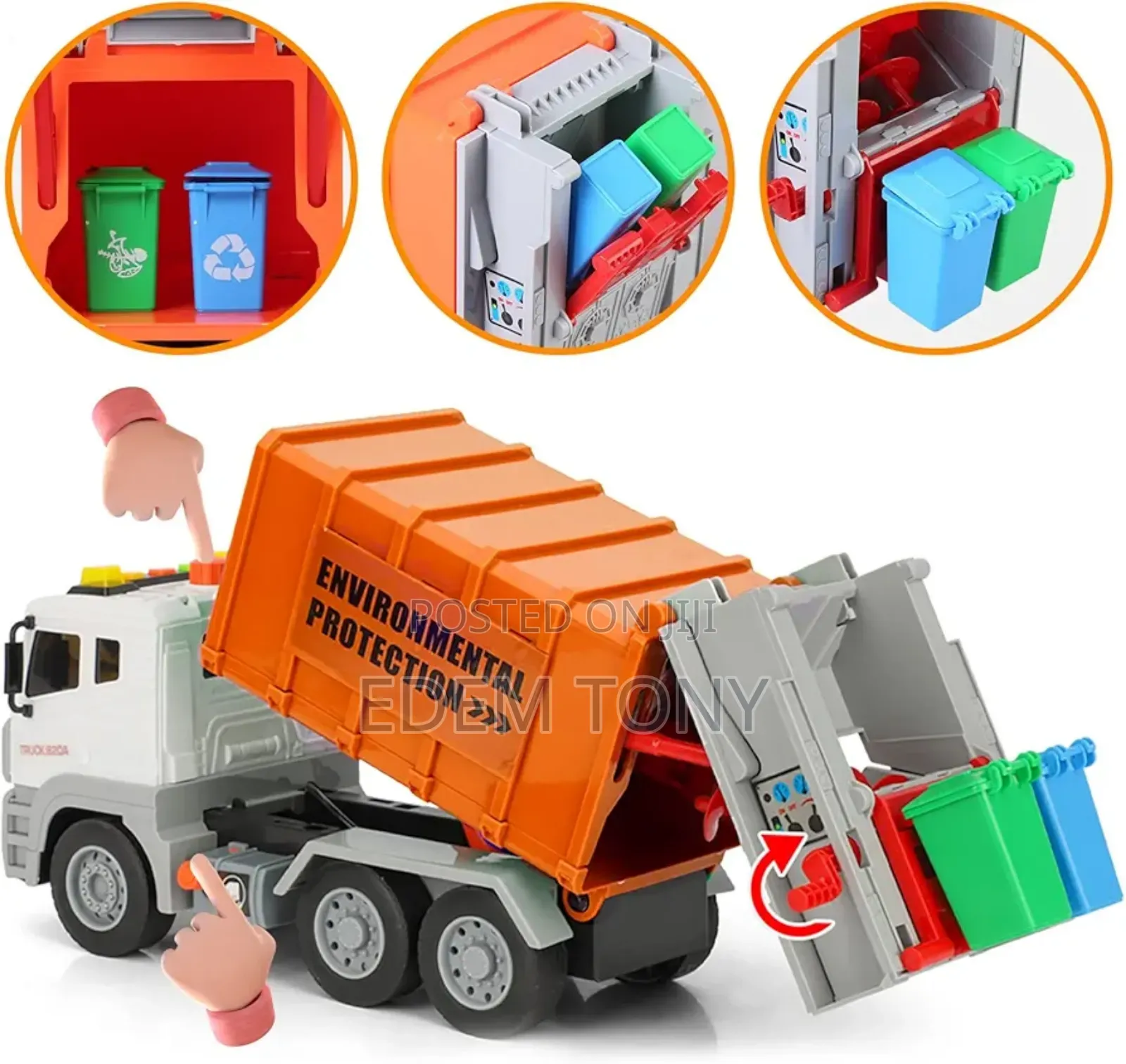 Friction-Powered Toy Sanitation Truck Designed for Kids